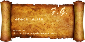 Fekecs Gyula névjegykártya